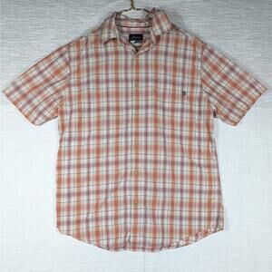 Marmot Shirt Mens Large Orange Plaid Button Up Short Sleeve Casual Outdoor